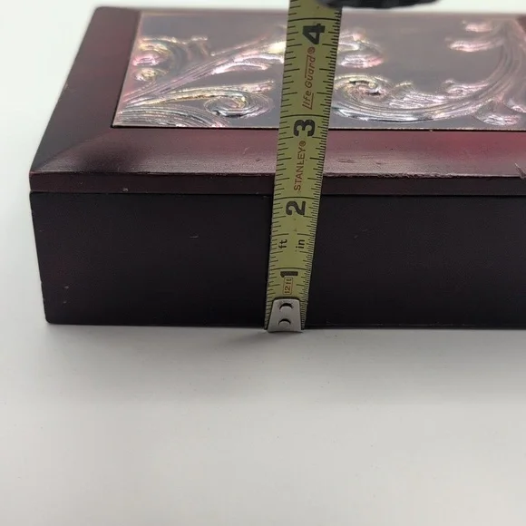 Elegant Decorative Wooden Trinket Jewelry Box with Silver Accents - Picture 8 of 10